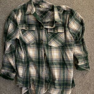 Kori Green and Cream Plaid Shirt